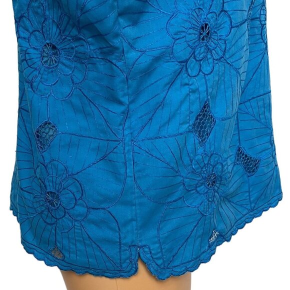 Mexican Blue Knit Embroidered Shirt Blouse Top with Camisole 2 Piece Set Size M - Picture 10 of 16